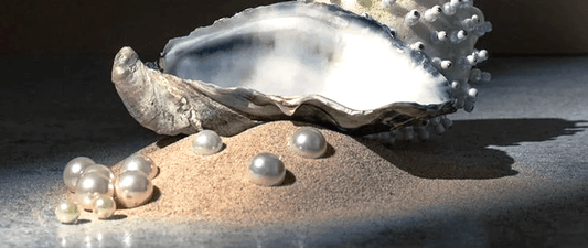 Pearls glowing like moonlight — a close-up homage to Eastern beauty and symbolism
