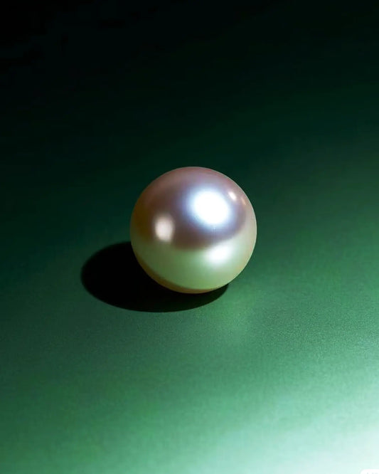 Close-up of luminous silk-like pearls with smooth surface, embodying Eastern moon symbolism