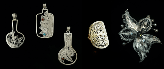 Series Handcrafted Chinese filigree silver earrings with vintage pattern