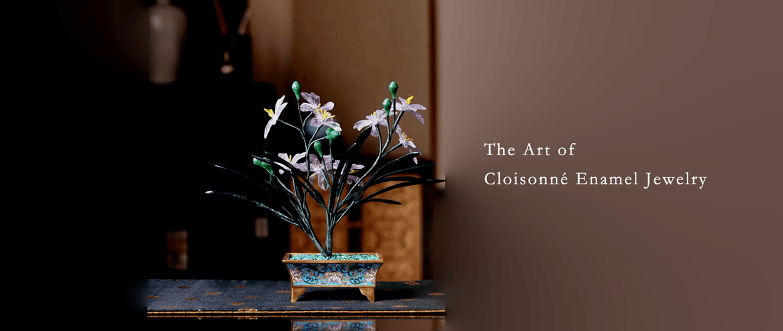 Elegant cover image showcasing The Art of Cloisonné Enamel Jewelry with vibrant copper and enamel details