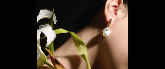 handcrafted baroque pearl stud earrings with irregular organic shape, elegant pearl jewelry for everyday wear